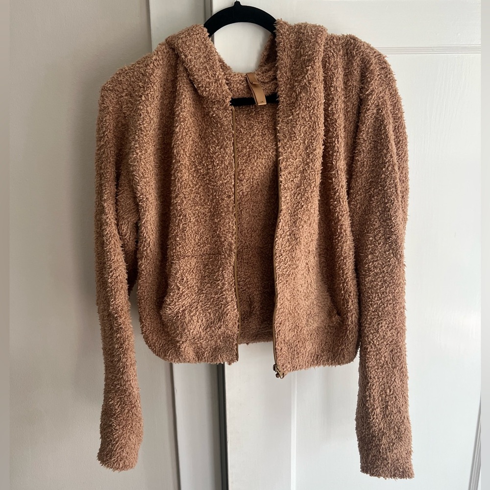 SKIMS Cozy Teddy Zip Hoodie in Camel Brown